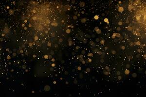 Luxury golden clouded bokeh dust on black backgrounds, ai generative photo