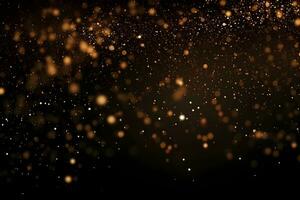 Luxury golden clouded bokeh dust on black backgrounds, ai generative photo