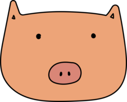 Cute pig cartoon doodle. png