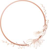roze goud cirkel bloemen kader illustratie, transparant achtergrond png