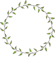 Decorative round leaves frames illustration, Transparent background png