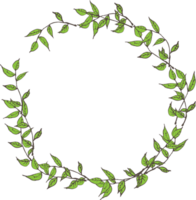 Decorative round leaves frames illustration, Transparent background png