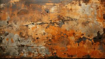 Rusted metal surface weathered aged orange brown HD texture background Highly Detailed AI Generative photo