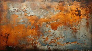 Rusted metal surface weathered aged orange brown HD texture background Highly Detailed AI Generative photo