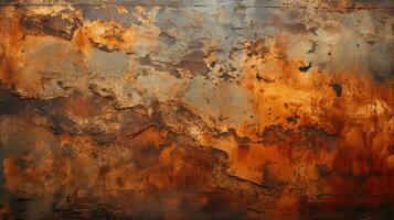 oxidado metal superficie resistido Envejecido naranja marrón hd textura antecedentes muy detallado ai generativo foto