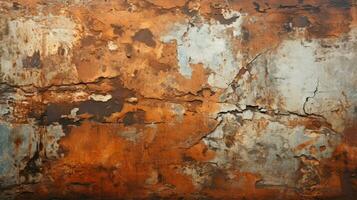 oxidado metal superficie resistido Envejecido naranja marrón hd textura antecedentes muy detallado ai generativo foto
