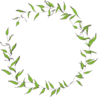 Decorative round leaves frames illustration, Transparent background png