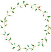 Decorative round leaves frames illustration, Transparent background png