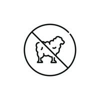 No sheep allowed line icon sign symbol isolated on white background vector