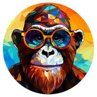 un animal mono cara manchado vaso circulo forma ilustración diseño foto