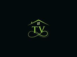 Modern Building Tv Logo Icon, Luxury TV Real Estate Logo Letter Vector