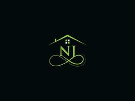 Real Estate Nj Logo Image, Luxury NJ Modern Building Letter Logo vector