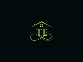 Modern Building Te Logo Icon, Luxury TE Real Estate Logo Letter Vector