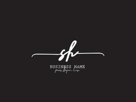 Signature Sh Logo Art, Minimalist Sh Luxury Logo Icon Vector