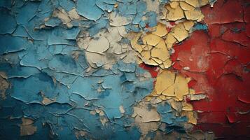 A wall with peeling paint revealing layers on Building HD texture background Highly Detailed AI Generative photo