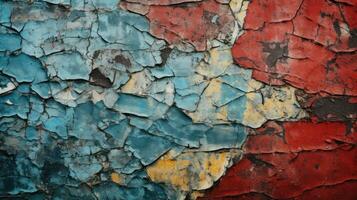 A wall with peeling paint revealing layers on Building HD texture background Highly Detailed AI Generative photo