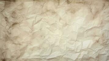 A light beige crumpled paper HD texture background Highly Detailed AI Generative photo