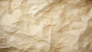 A light beige crumpled paper HD texture background Highly Detailed AI Generative photo