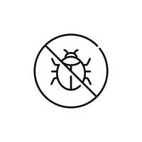 No insects line icon sign symbol isolated on white background. Bug prohibition line icon vector