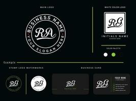 Initial Vector Ra Logo Letter, Monogram RA Circle Logo With Business Card