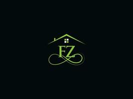 Real Estate Fz Logo Branding, Minimalist FZ Building Luxury Home Logo Icon vector