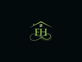 Real Estate Fh Logo Branding, Minimalist FH Building Luxury Home Logo Icon vector