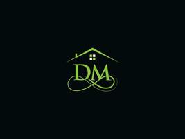 real inmuebles dm logo carta, lujo dm edificio vector logo icono para usted