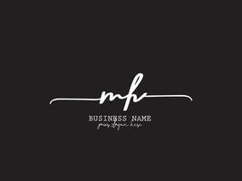 Minimal Mh Logo Icon, Feminine MH Signature Logo Letter vector