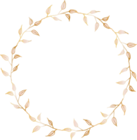 Decorative round pink gold Leaves frames hand drawn, Vintage laurel wreath, Transparent background png