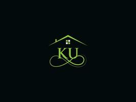 monograma ku edificio logo icono, real inmuebles ku logo letra diseño vector