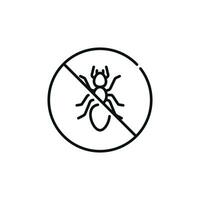 No insectos línea icono firmar símbolo aislado en blanco antecedentes. hormiga prohibición línea icono vector