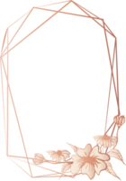 rosa guld geometrisk ram blommig illustration, transparent bakgrund png