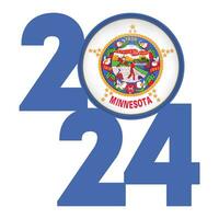 2024 banner with Minnesota state flag inside. Vector illustration.