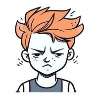 enojado hombre con rojo cabello. vector ilustración en dibujos animados estilo.