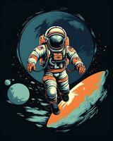 A planet man with a retro astronaut Design scene photo