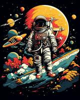 A planet man with a retro astronaut Design scene photo