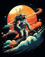 A planet man with a retro astronaut Design scene photo