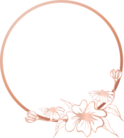 roze goud cirkel bloemen kader illustratie, transparant achtergrond png