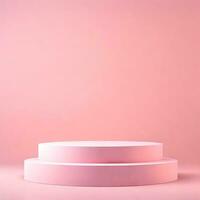 Light Pink Empty Round Podium Product Indoor Showcase Premade Photo Mockup Background