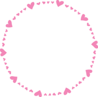 Round frames for decoration. Line heart illustration. Transparent background png