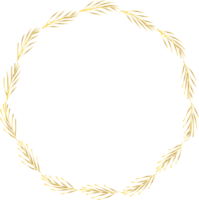 dekorativ runden Blätter Gold Frames Hand gezeichnet, Jahrgang Lorbeer Kranz, transparent Hintergrund png