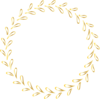 decoratief ronde bladeren goud kaders hand- getrokken, wijnoogst laurier lauwerkrans, transparant achtergrond png