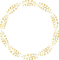 decoratief ronde goud bladeren kaders hand- getrokken, wijnoogst laurier lauwerkrans, transparant achtergrond png