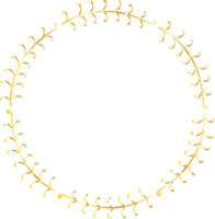 Decorative round gold Leaves frames hand drawn, Vintage laurel wreath, Transparent background png