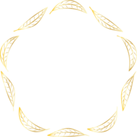 Decorative round gold Leaves frames hand drawn, Vintage laurel wreath, Transparent background png