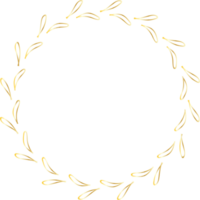 Decorative round gold Leaves frames hand drawn, Vintage laurel wreath, Transparent background png
