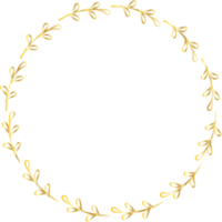 dekorativ runden Gold Blätter Frames Hand gezeichnet, Jahrgang Lorbeer Kranz, transparent Hintergrund png