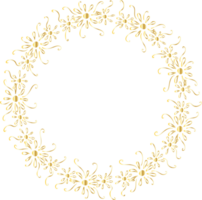dekorativ runden Gold Blumen- Frames Hand gezeichnet, Jahrgang Lorbeer Kranz, transparent Hintergrund png