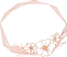 rosa guld geometrisk ram blommig illustration, transparent bakgrund png