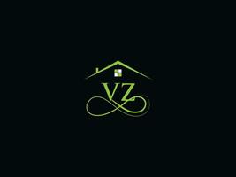 lujo vz real inmuebles logo carta, inicial vz logo edificio icono diseño para usted vector